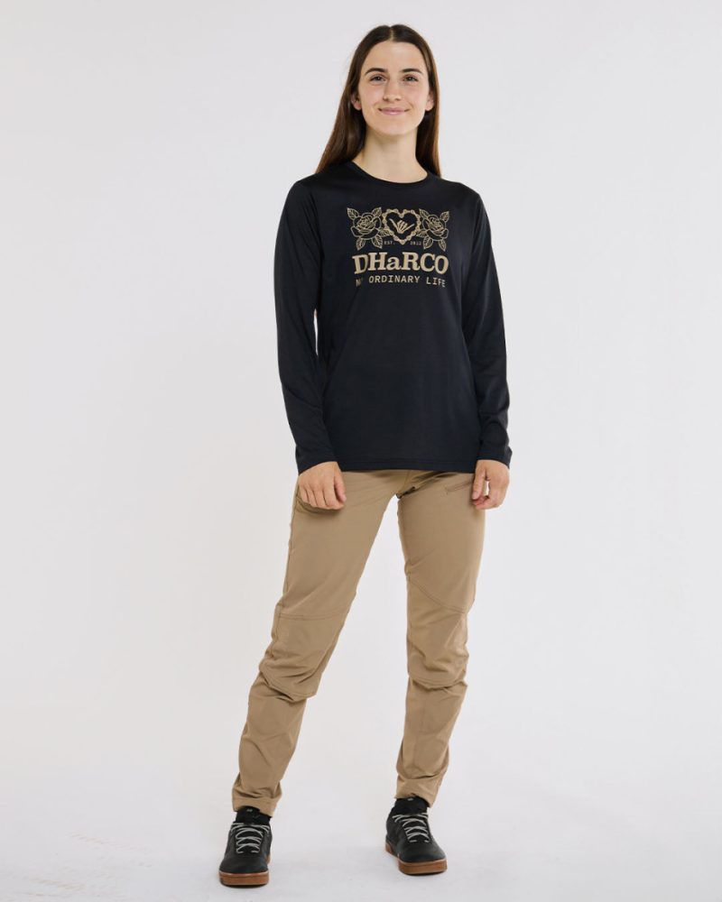 Dharco Womens Long Sleeve Tech Tee | Black, M