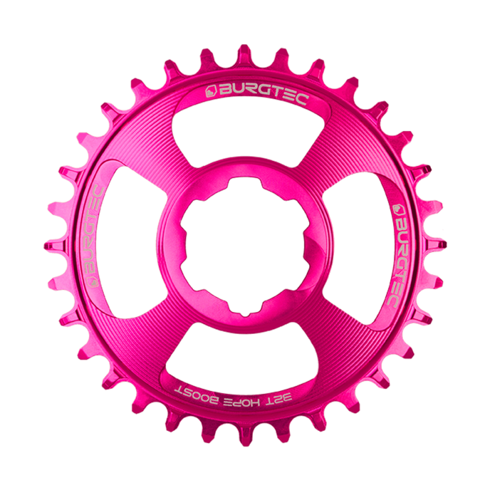 Burgtec Thick Thin Chainring for Hope Boost Direct Mount - 34T - Toxic Barbie Pink