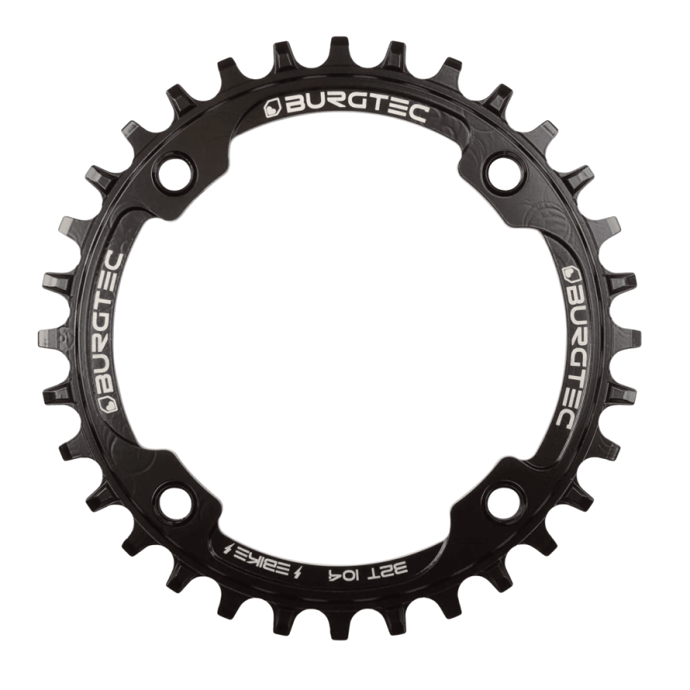 Burgtec 104mm BCD Outside Fit E-Bike Steel Thick Thin Chainring, Burgtec Black, 34T