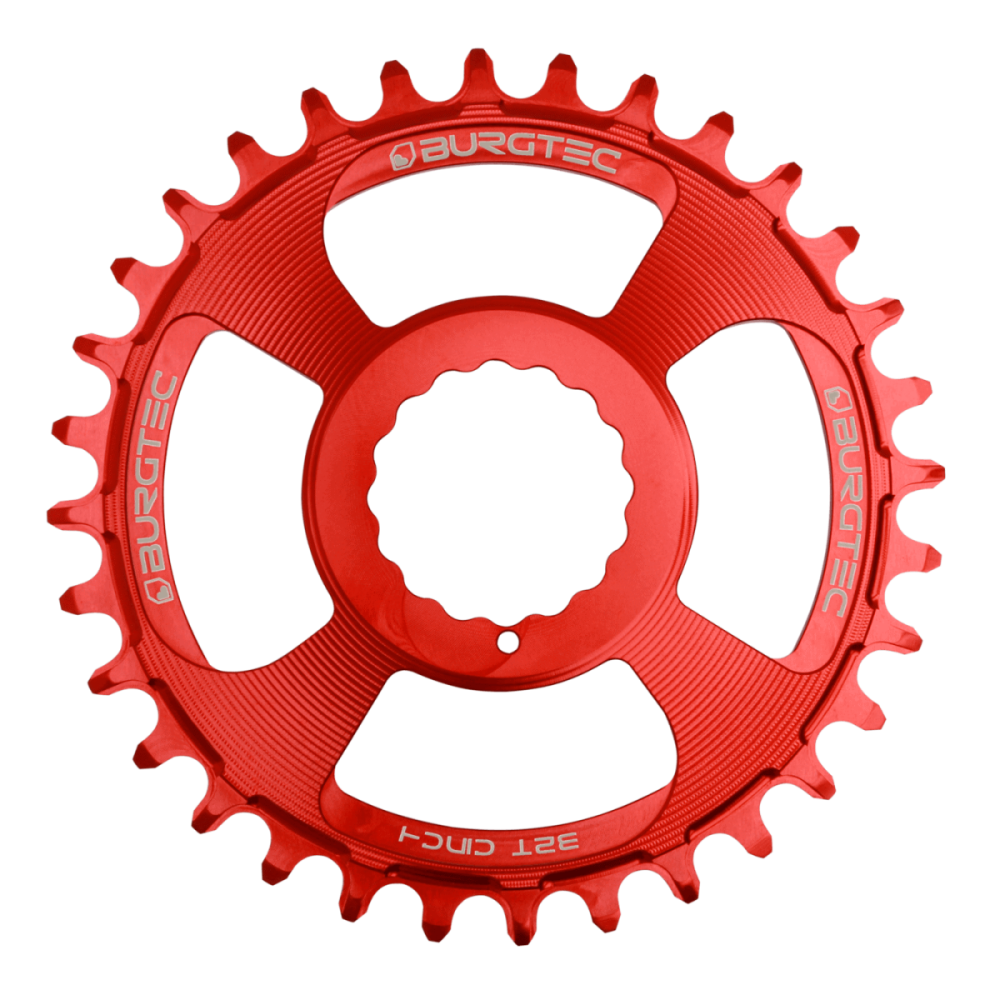 Burgtec 3mm Offset Thick Thin Chainring for Race Face Cinch - 34T - Race Red
