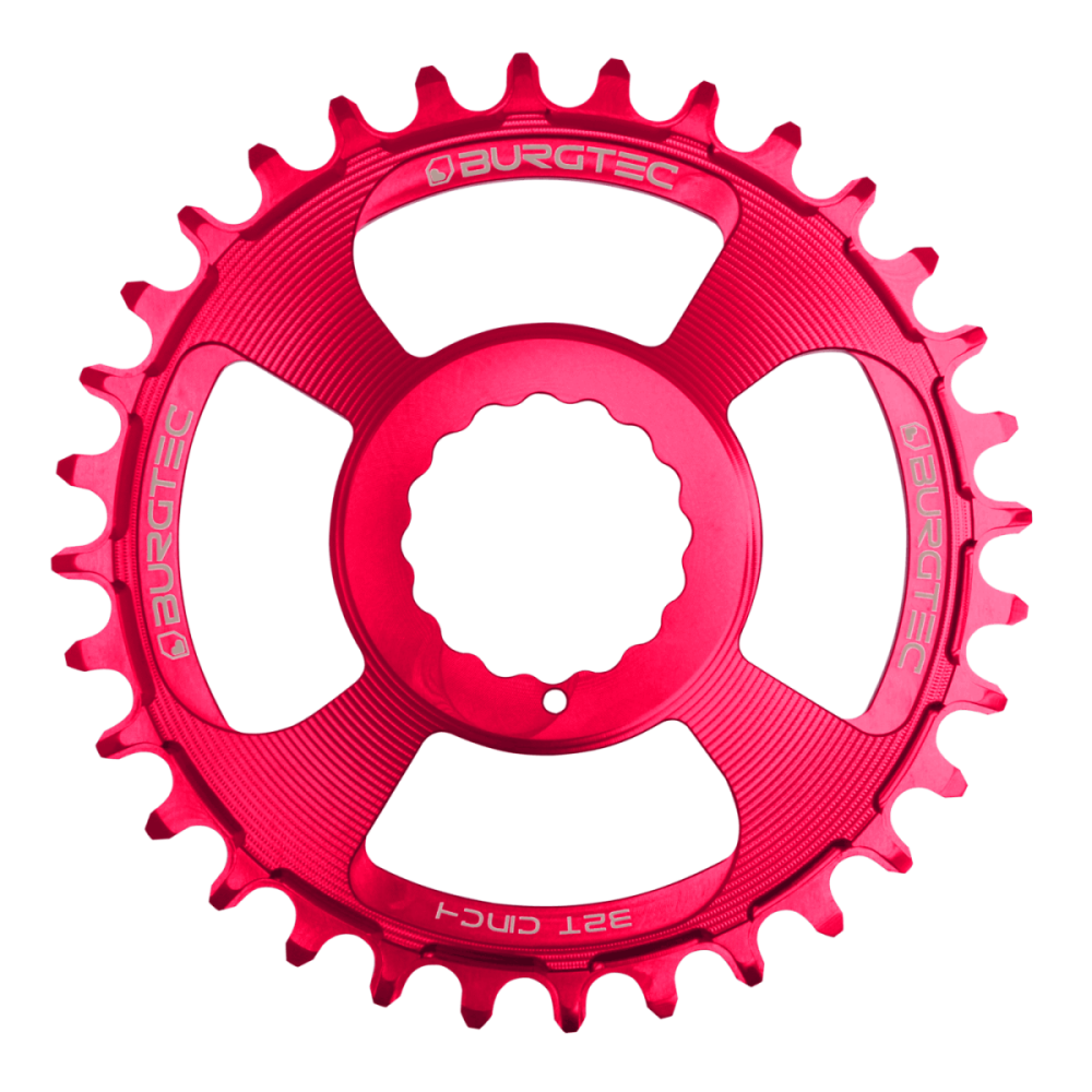 Burgtec 3mm Offset Thick Thin Chainring for Race Face Cinch - 34T - Toxic Barbie Pink