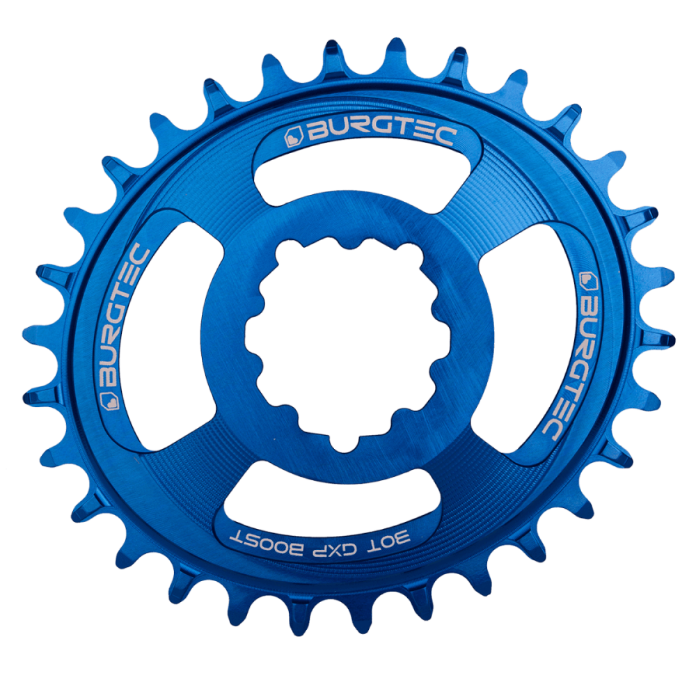 Burgtec Oval 3mm Offset Thick Thin Chainring for SRAM 3-Bolt - 32T - Deep Blue