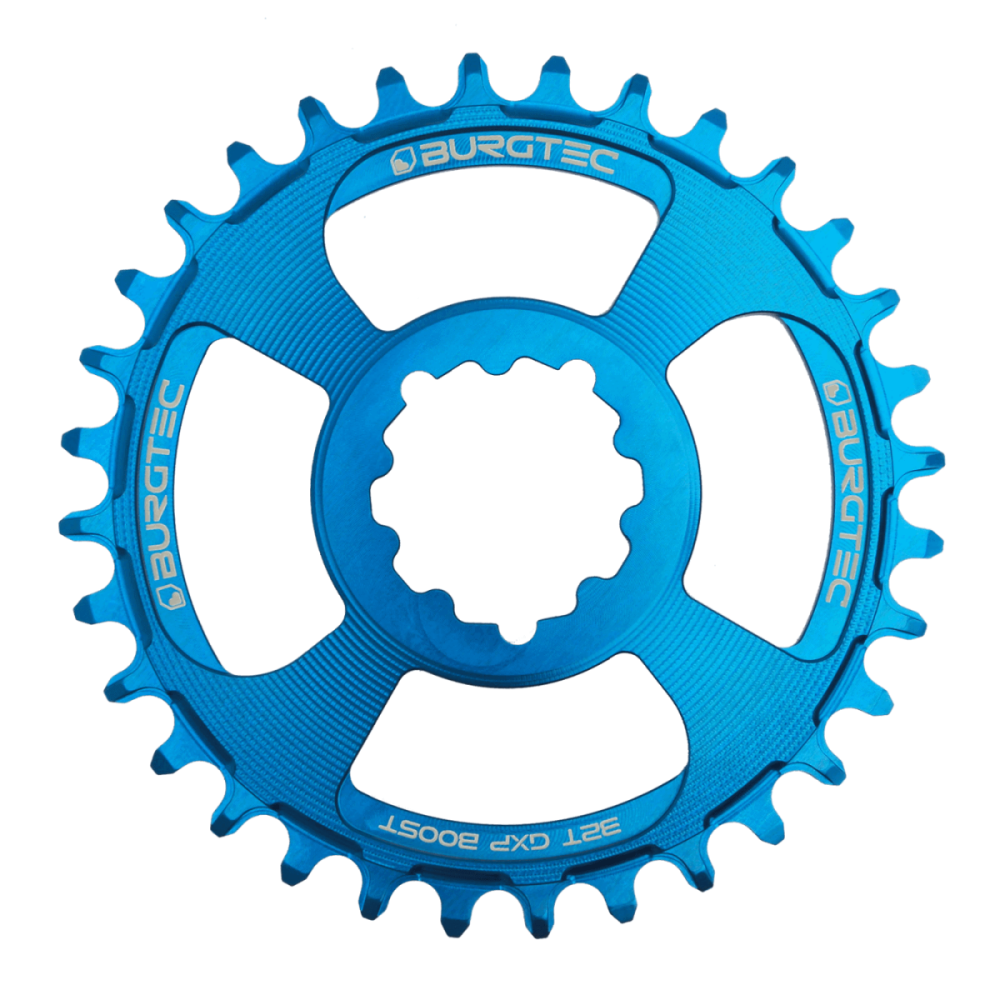 Burgtec 3mm Offset Thick Thin Chainring for SRAM 3-Bolt - 32T - Deep Blue