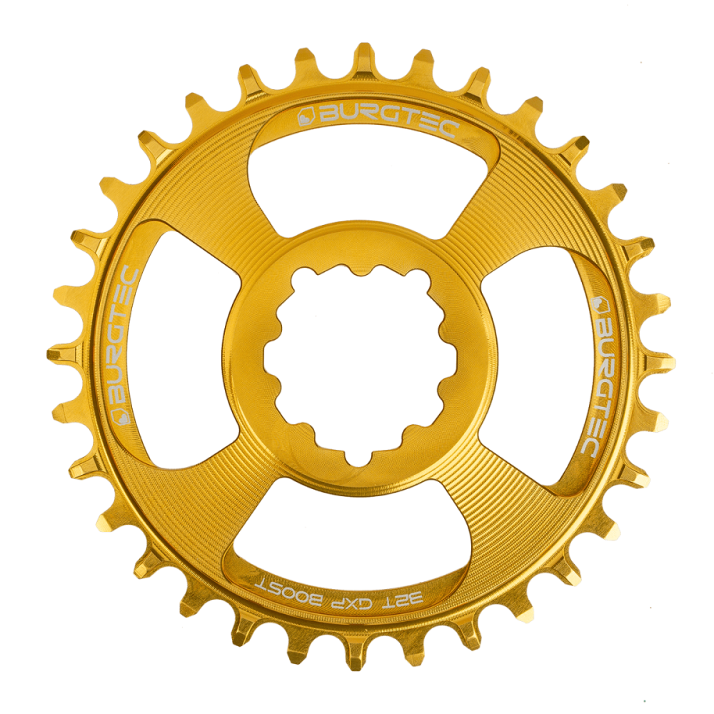 Burgtec 3mm Offset Thick Thin Chainring for SRAM 3-Bolt - 34T - Bullion, Burgtec Bullion Gold