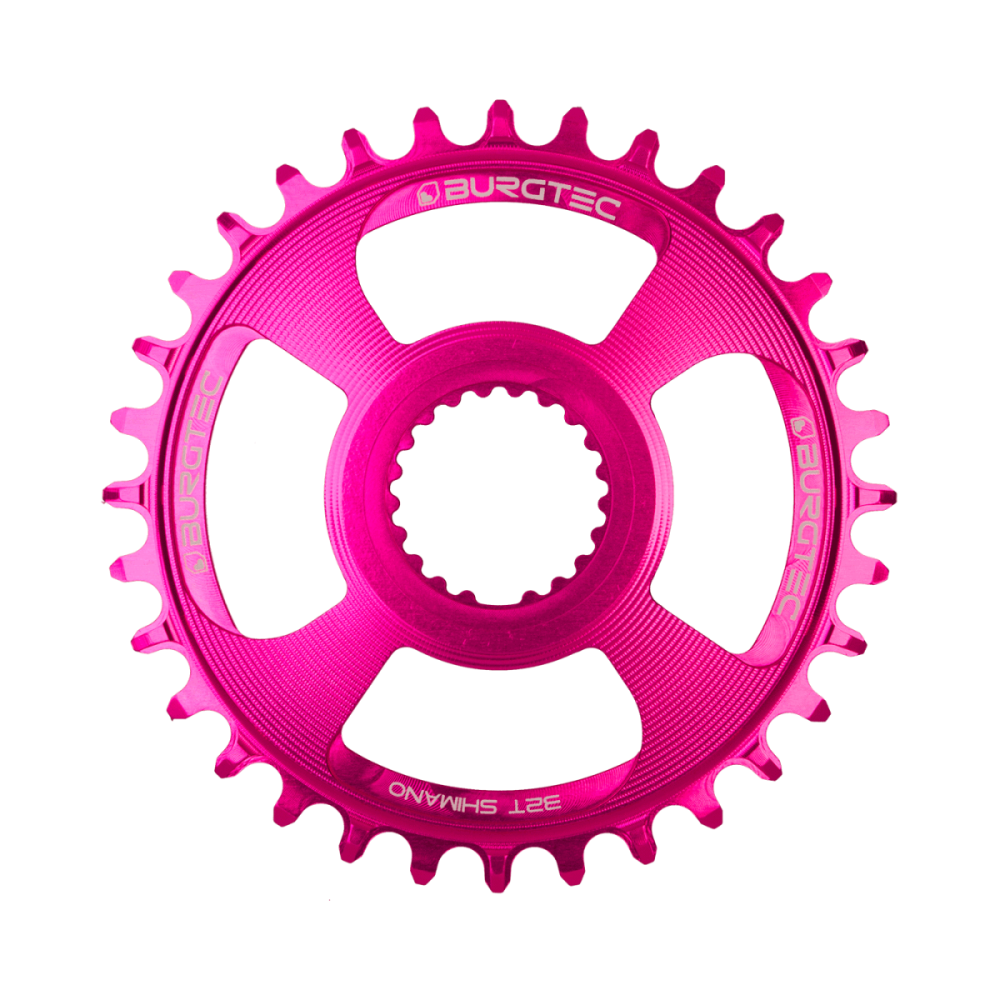 Burgtec Thick Thin Chainring for Shimano Direct Mount - 32T - Toxic Barbie Pink, 32T