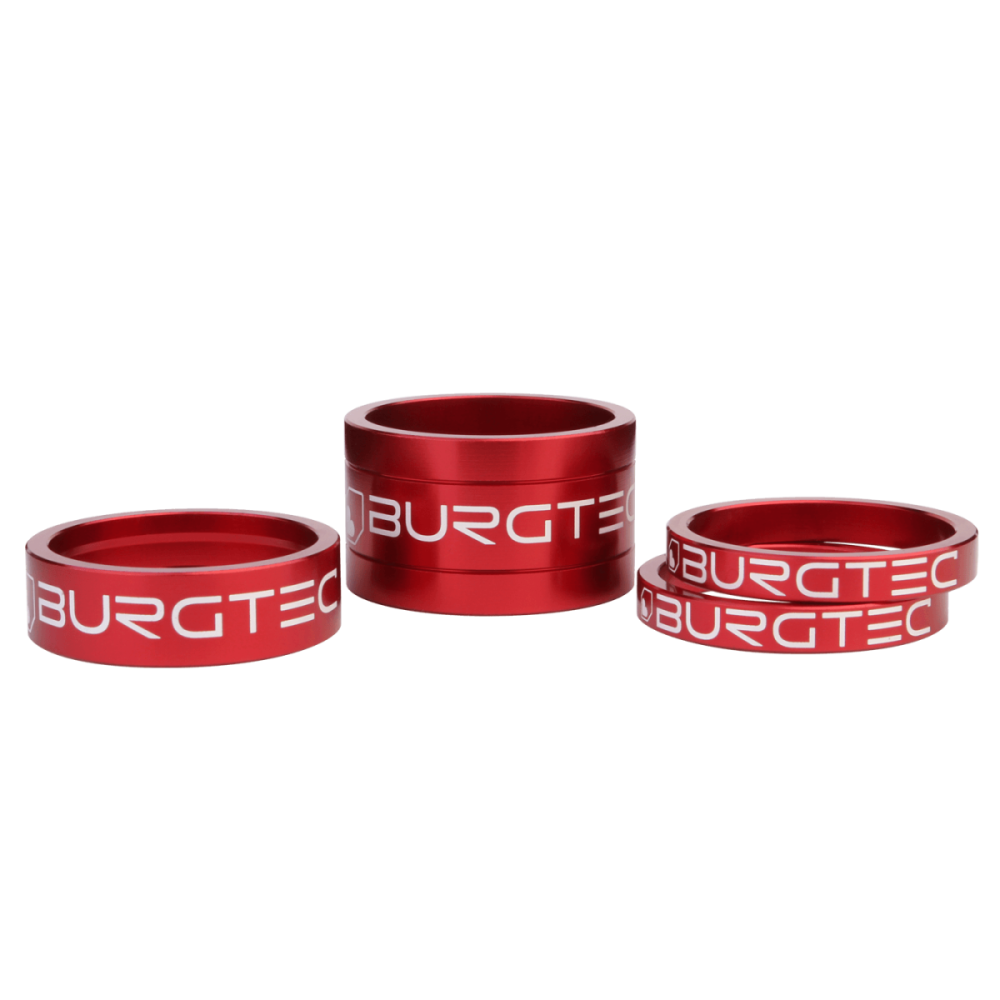 Burgtec Stem Spacers - Race Red (5mm Spacer x2, 10mm Spacer, 20mm Spacer)