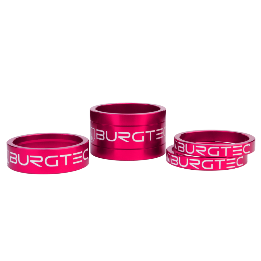 Burgtec Stem Spacers - Toxic Barbie Pink (5mm Spacer x2, 10mm Spacer, 20mm Spacer)