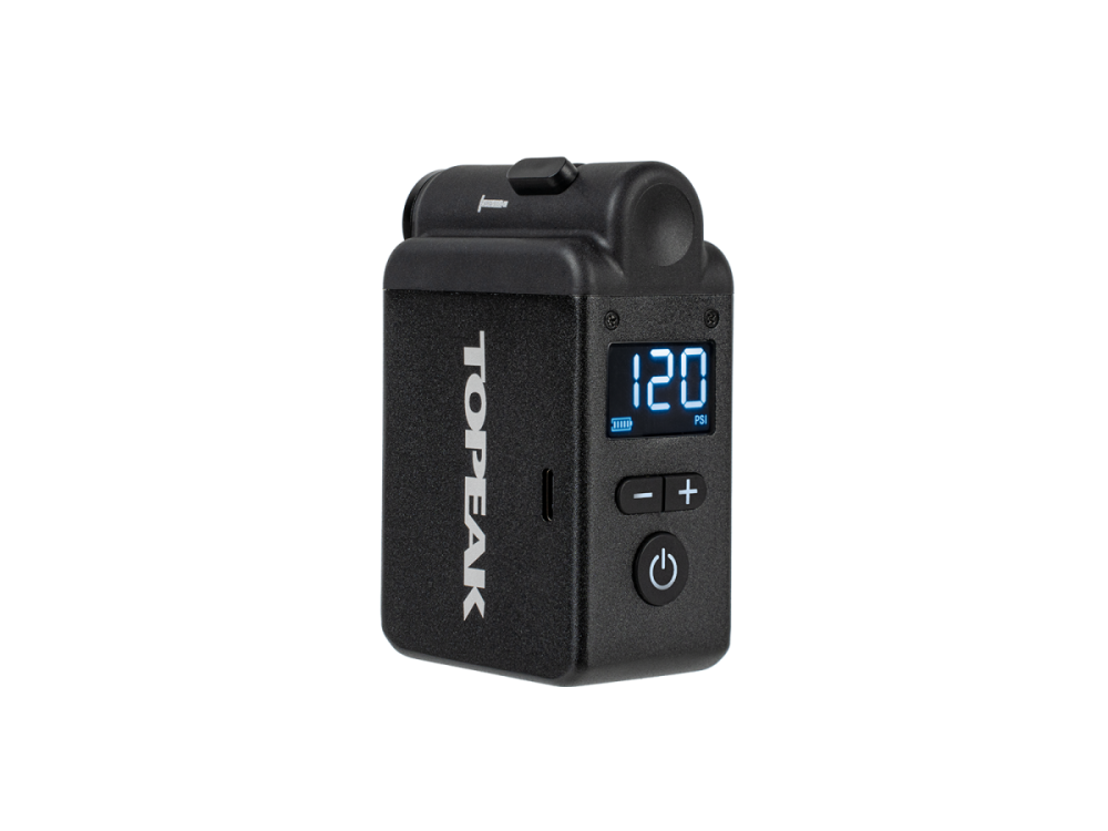 Topeak E-Booster Digital Elektropumpe - Elektro Pumpe, USB-C Charger, Presta / Schrader Ventil, 120psi / 8bar