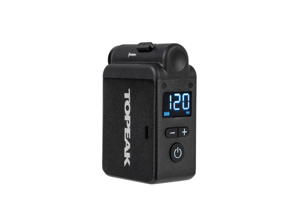 Topeak E-Booster Digital Elektropumpe - Elektro Pumpe, USB-C Charger, Presta / Schrader Ventil, 120psi / 8bar