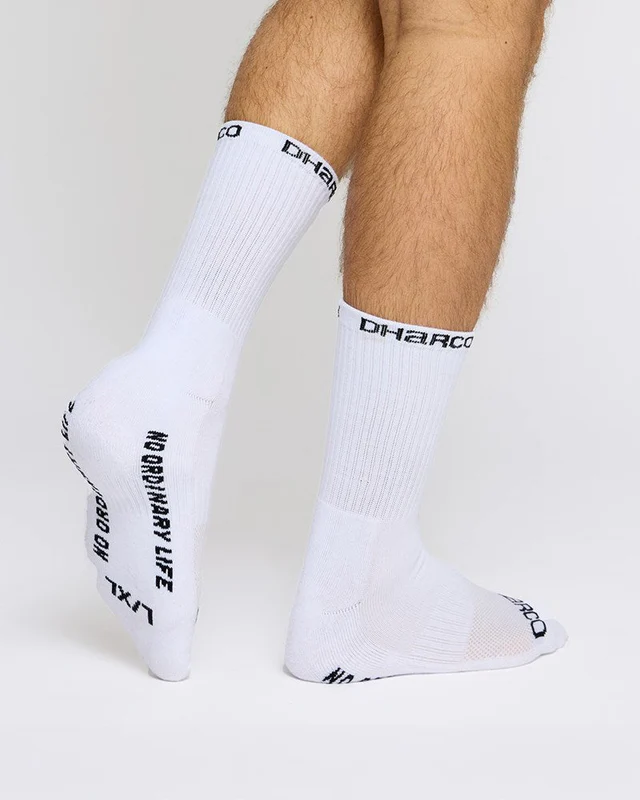 Dharco Crew Socks | White, L/XL
