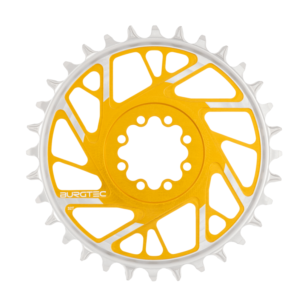 Burgtec 3mm Offset Thick Thin Chainring for SRAM 8-Bolt - 28T - Bullion, Burgtec Bullion Gold
