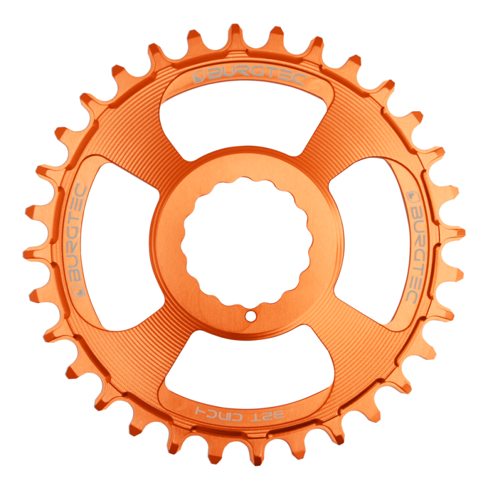 Burgtec 3mm Offset Thick Thin Chainring for Race Face Cinch - 32T - Iron Bro Orange